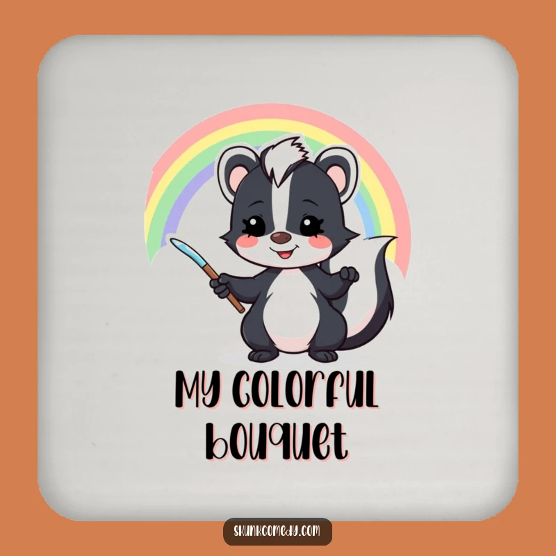 Funny Skunk Rainbow Coaster: Protect Surfaces with Hilarious Artistic Flair