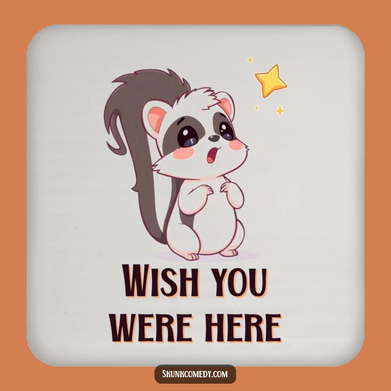 Funny Surprised Skunk Star Coasters: Whimsical Animal Drink Protector Gift