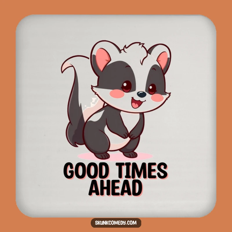 Funny Kawaii Skunk Coaster - Cheerful Happy Tail Skunk Drink Protector Gift