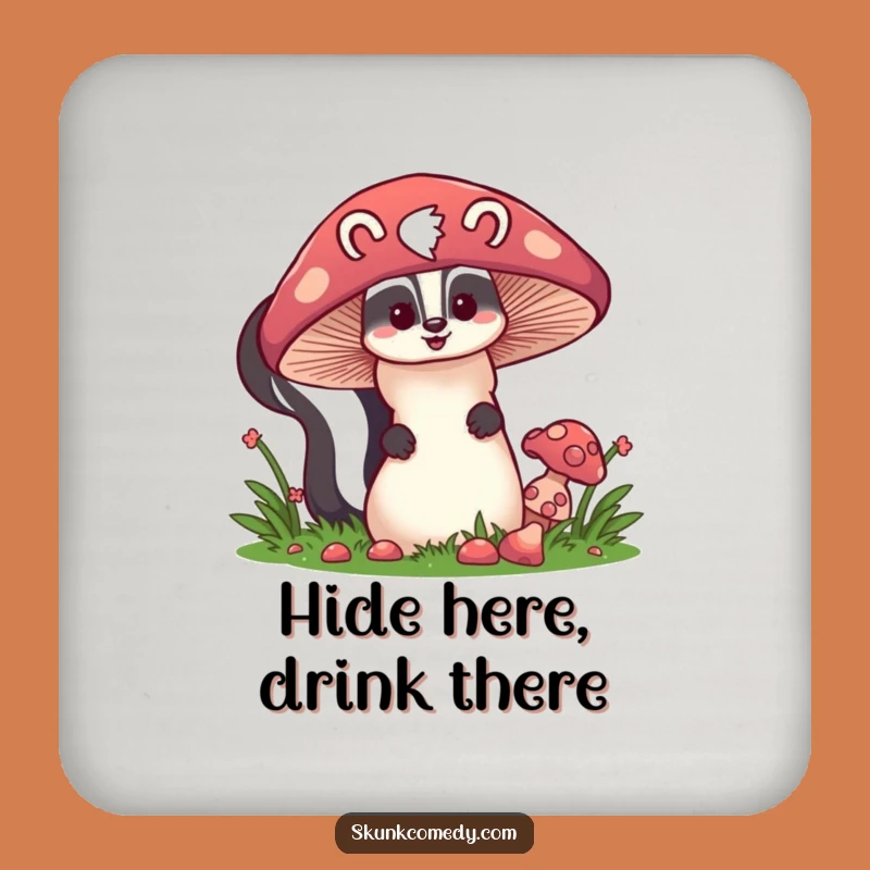 Funny Skunk Mushroom Coaster Set - Cute Drink Protection, Perfect Gift