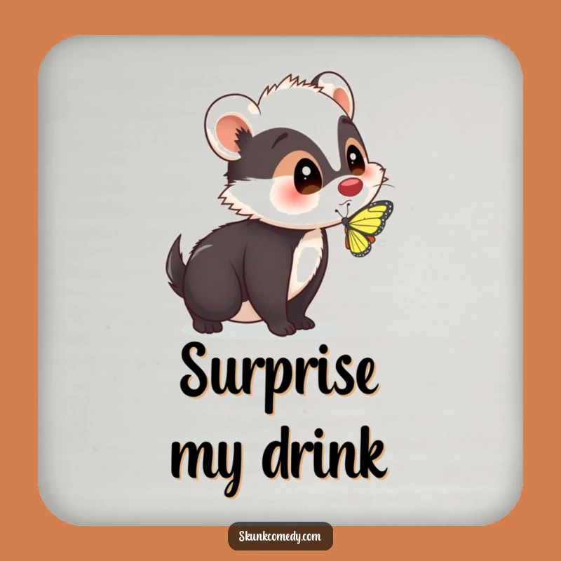 Set of Funny Skunk Surprise Coasters: Protect Tables with Charm!