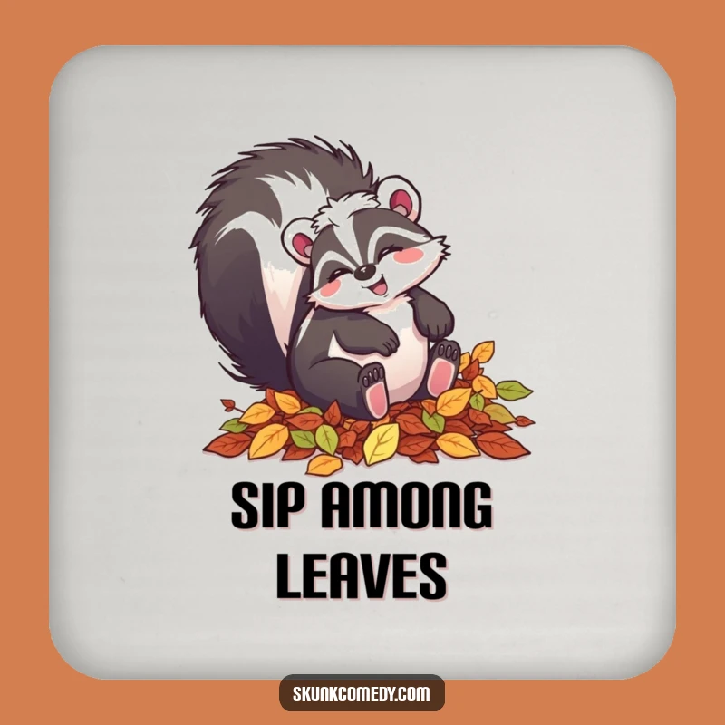 Funny Leaf Tumbling Skunk Coasters: Protect Surfaces All Fall!