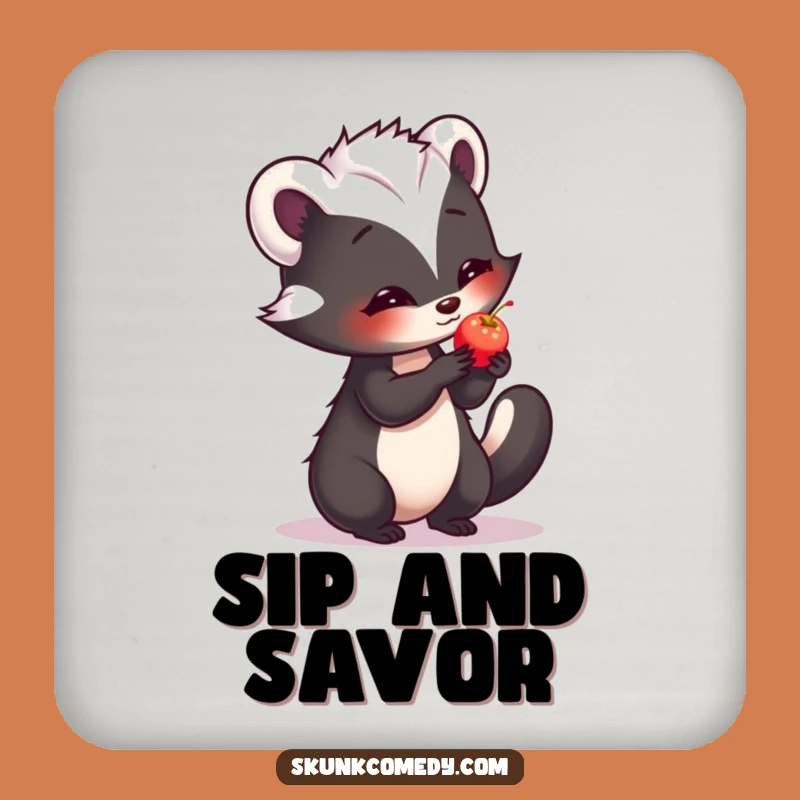 Funny Shy Skunk Coaster - Protect Surfaces with Gentle Skunk Art