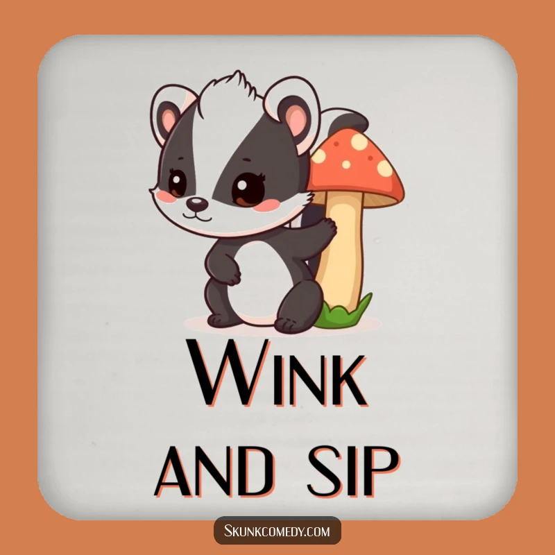 Funny Skunk Mushroom Coaster: Playful Drink Saver, Hilarious Gift