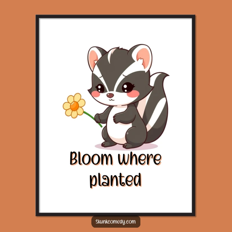 Sweet Funny Kawaii Skunk Poster: Adorable charm, a delightful funny gift for walls.