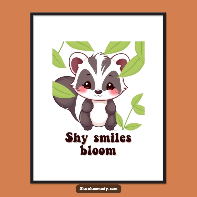 Funny Kawaii Skunk Peek Poster - Adorable Shy Humor for Your Walls!
