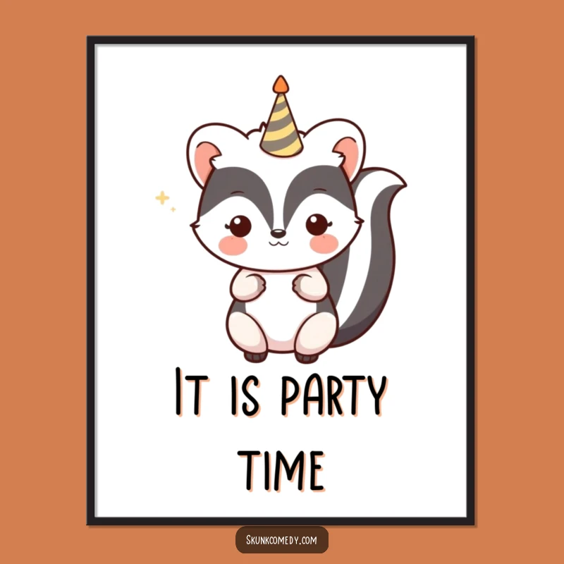 Funny Kawaii Skunk Poster - Festive Celebration Skunk Art Print for Party Decor Gift