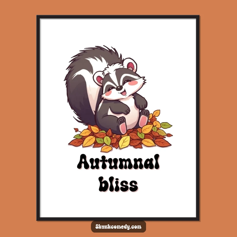 Funny Leaf Tumbling Skunk Poster: Wall Art for Autumn Lovers!