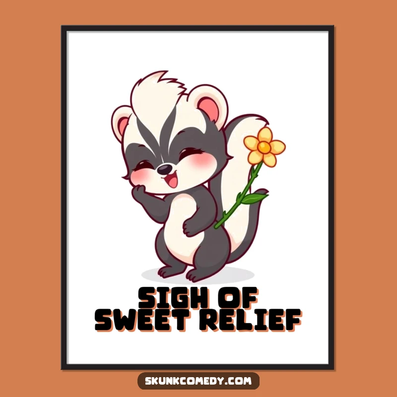 Funny Skunk Flower Art Poster: Bring Whimsical Charm and Laughter to Your Walls