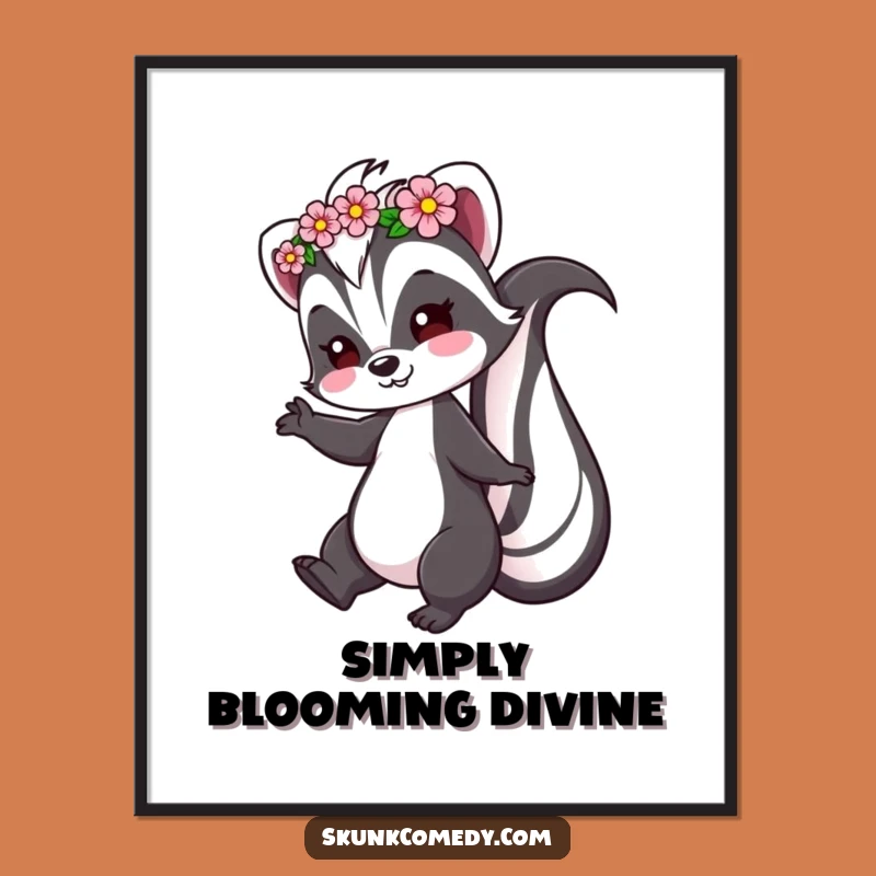 Funny Skunk Poster: Whimsical Flower Crown Art Gift