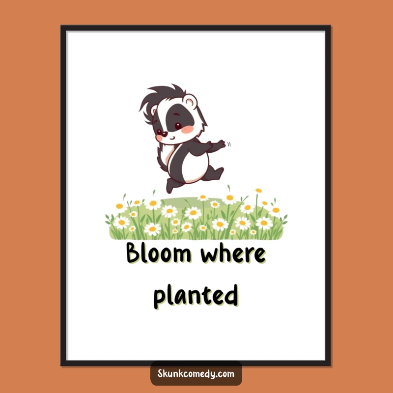 Funny Skunk Skipping Poster - Cheerful Wall Art Animal Gift