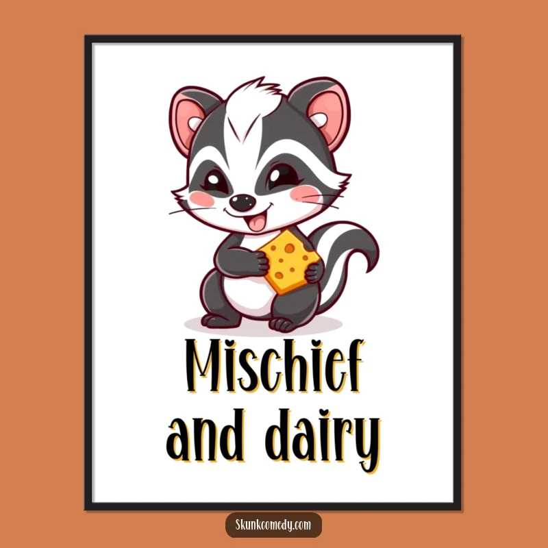 Funny Kawaii Skunk Cheese Poster - Cute & Humorous Wall Art Gift