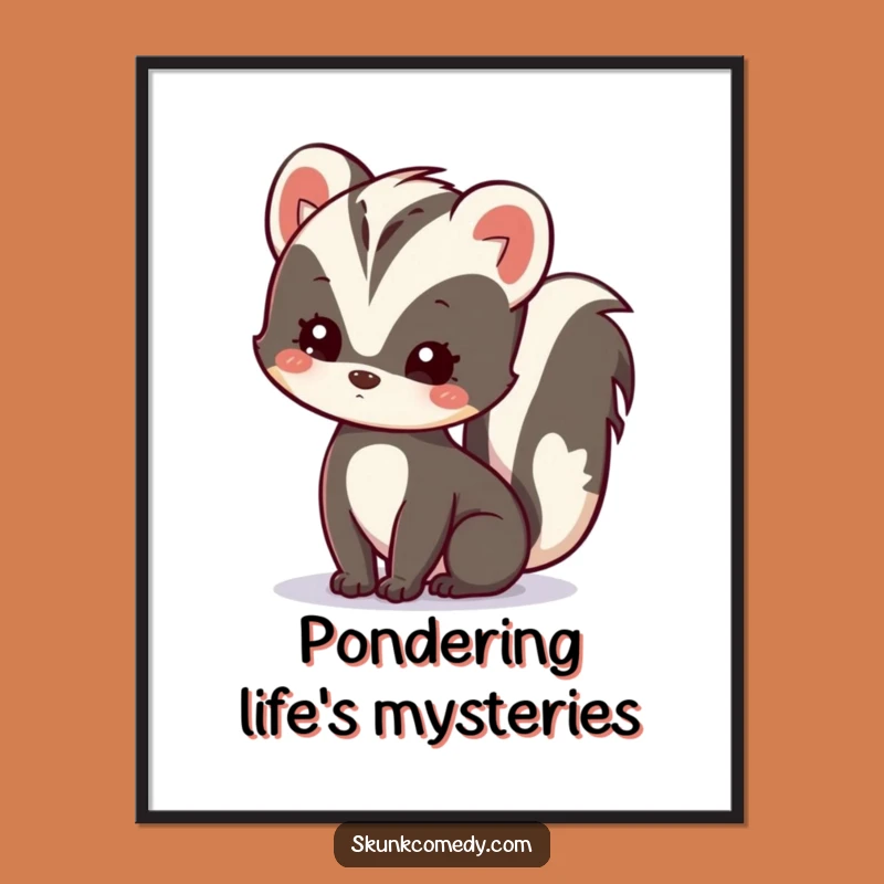 Funny Kawaii Skunk Poster - Whimsical Curious Skunk Art Print for Wall Decor Gift
