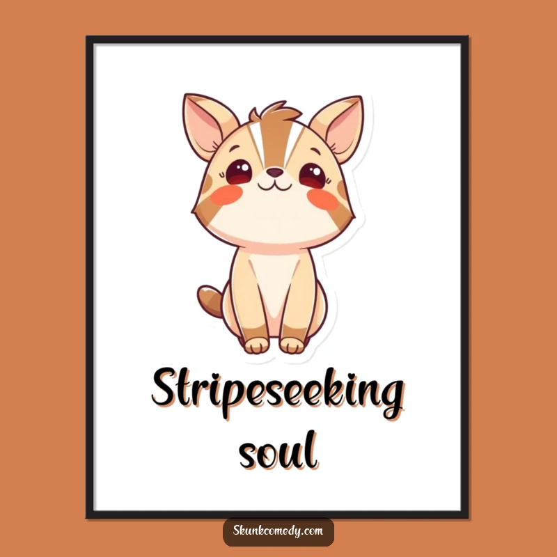 Funny Striped Wonder Animal Poster - Curious Upward Gaze Art Gift