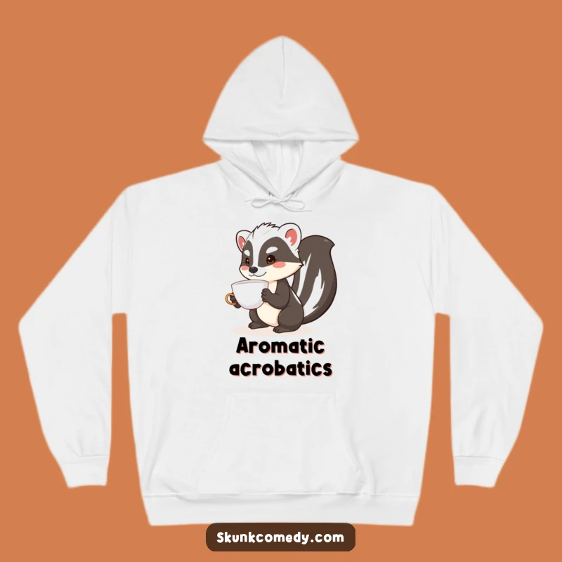 Funny Skunk Teacup Balance Hoodie: Cozy Up with Comedic Skunk Charm and Warmth