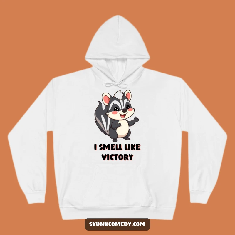 Cozy Funny Skunk Hoodie: Smiling Waving Skunk, Ultimate Humorous Gift for Cold Days