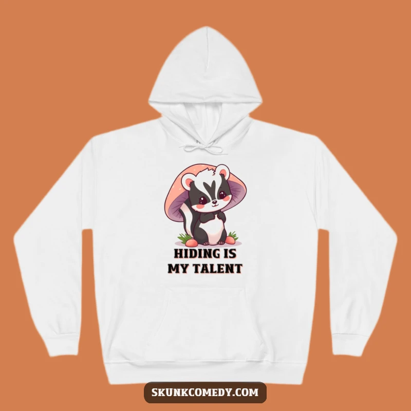 Funny Kawaii Skunk Hoodie: Cozy Mushroom Peeker Sweatshirt, Ideal Funny Gift for All