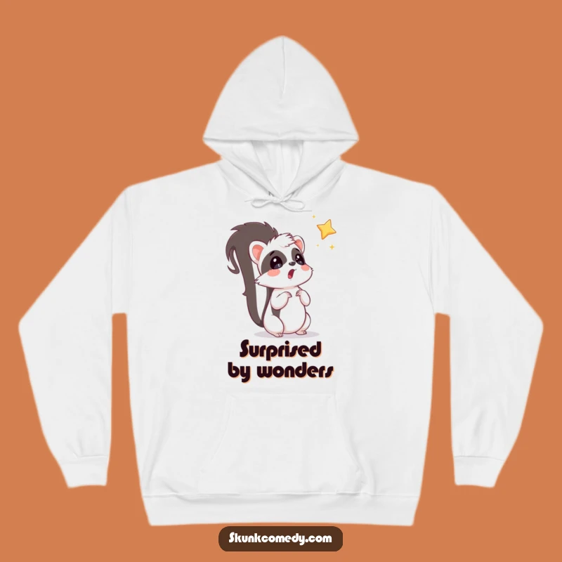 Funny Surprised Skunk Star Hoodie: Cozy Whimsical Animal Gift