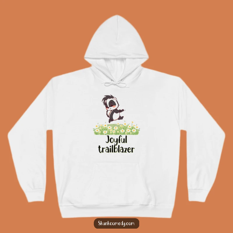 Funny Skunk Skipping Hoodie - Cozy & Cheerful Animal Comfort Gift
