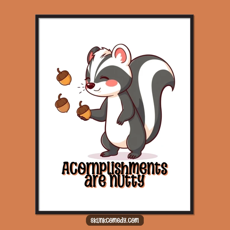 Free Printable Wall Art: Juggling Skunk Acorn - Humorous Downloadable Decor