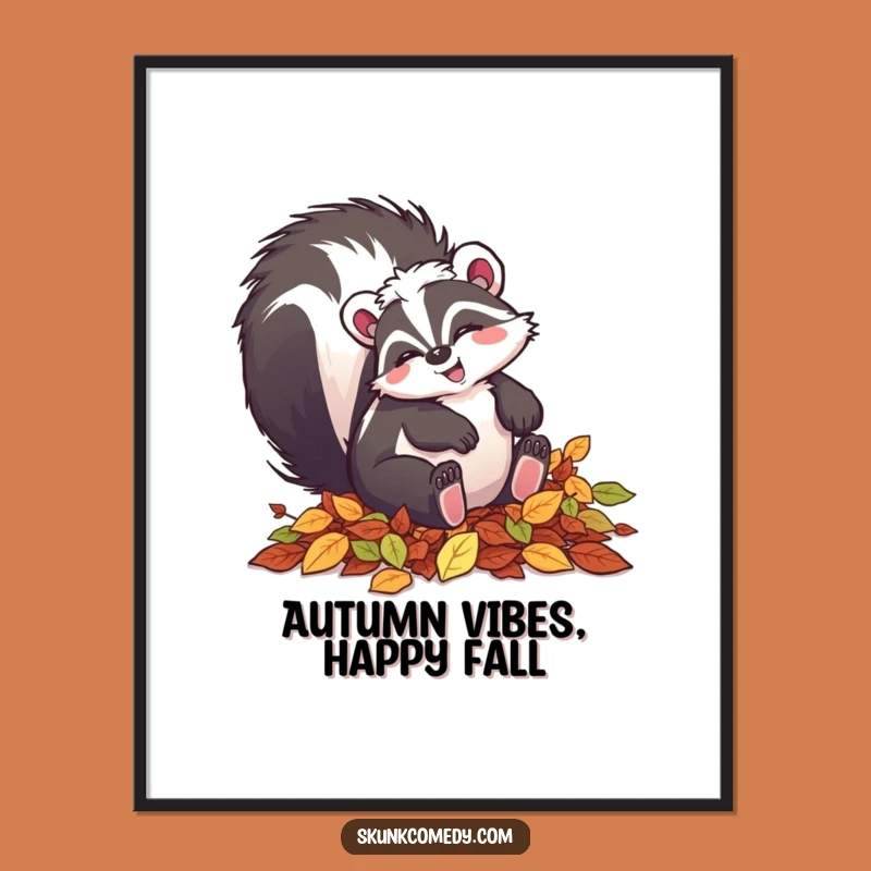 Free Printable Skunk Wall Art: Leaf Tumbler, Downloadable Cute Art