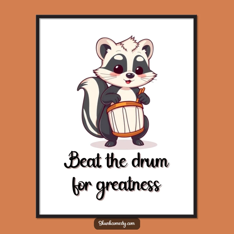 Funny Free Printable Wall Art: Skunk Drummer - Energetic Downloadable Decor