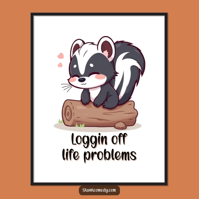 Free Printable Skunk Log Wall Art: Funny Relaxed DIY Decor Downloadable