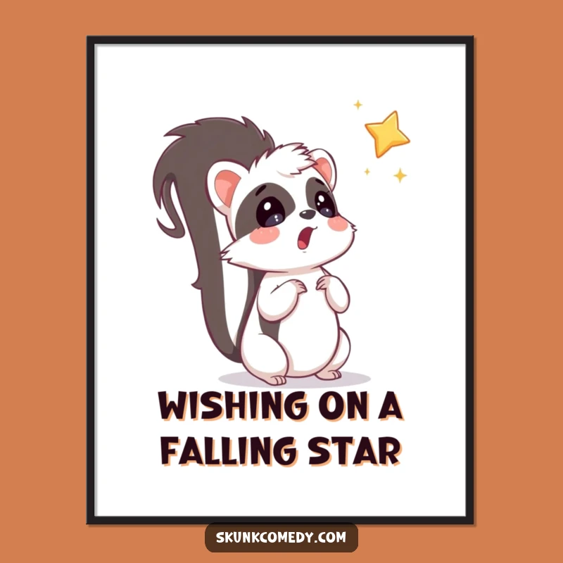 Free Printable Skunk Wall Art: Surprised Skunk Sees Falling Star Magic!