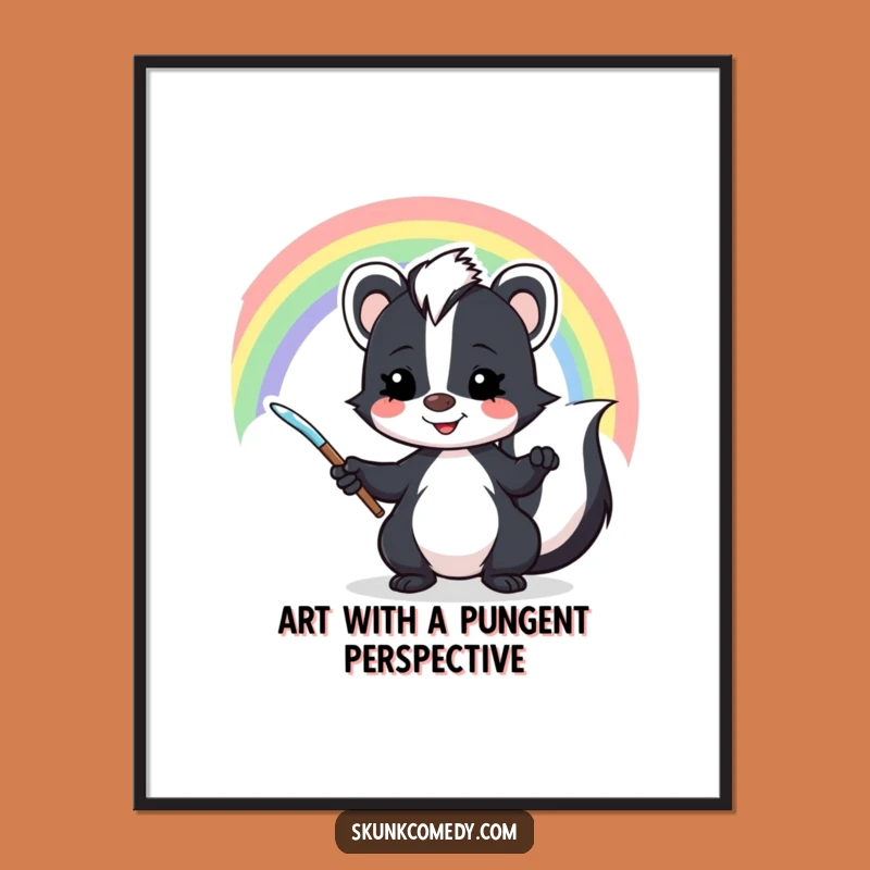 Free Printable Wall Art: Funny Skunk Rainbow Painting, Downloadable Humor Decor