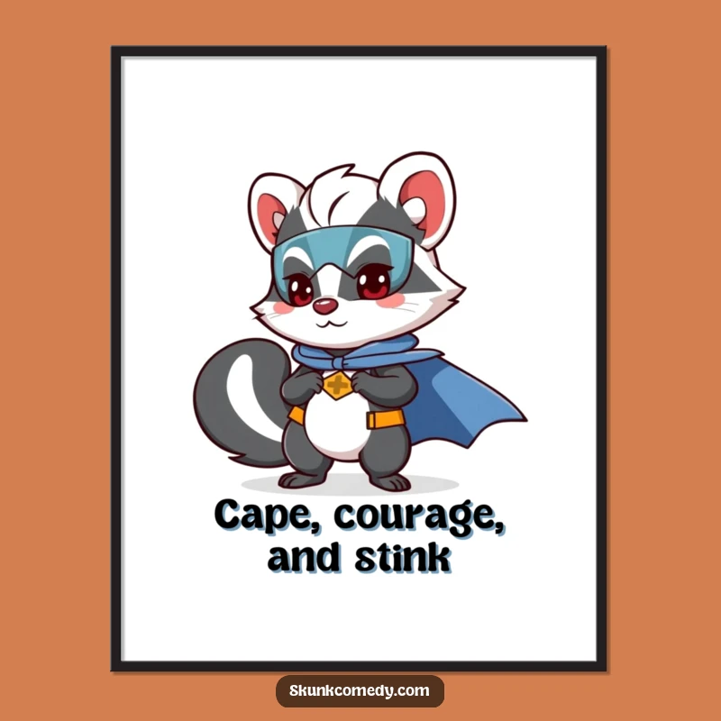 Funny Free Printable Wall Art: Superhero Skunk - Quirky Downloadable Decor