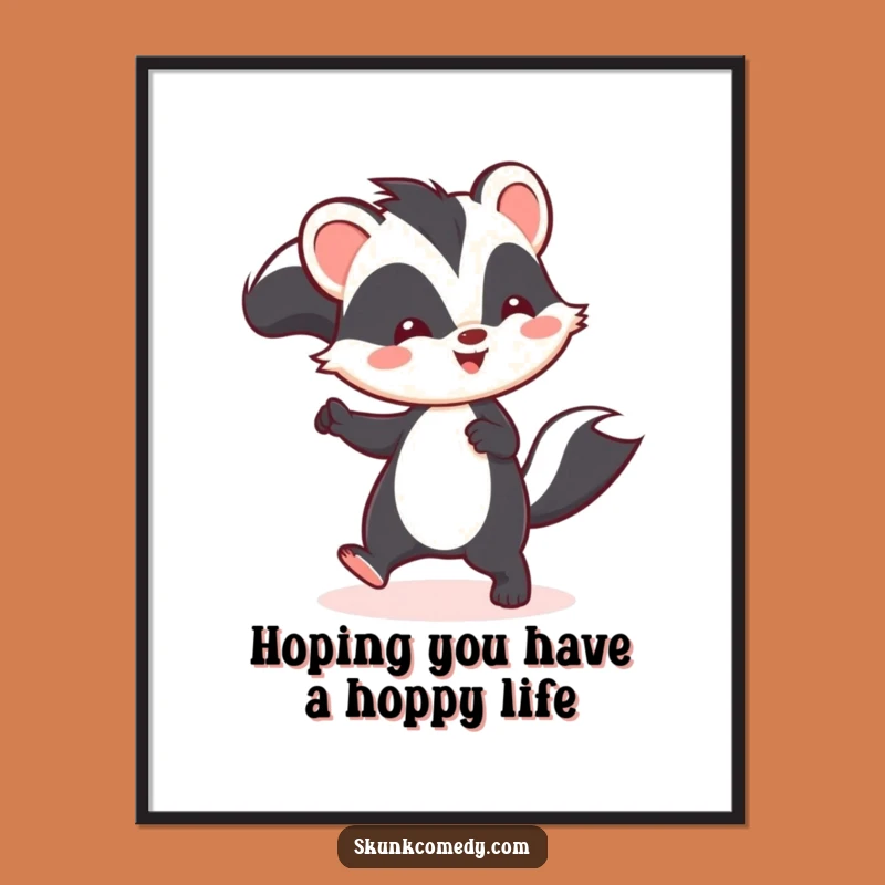 Free Printable Kawaii Skunk Hop Art: Funny Adorable Animal Downloadable Wall Decor