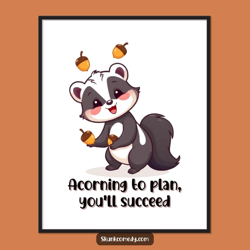Juggling Skunk Art: Free Printable Acorn Juggler Downloadable Decor for Playful Spaces