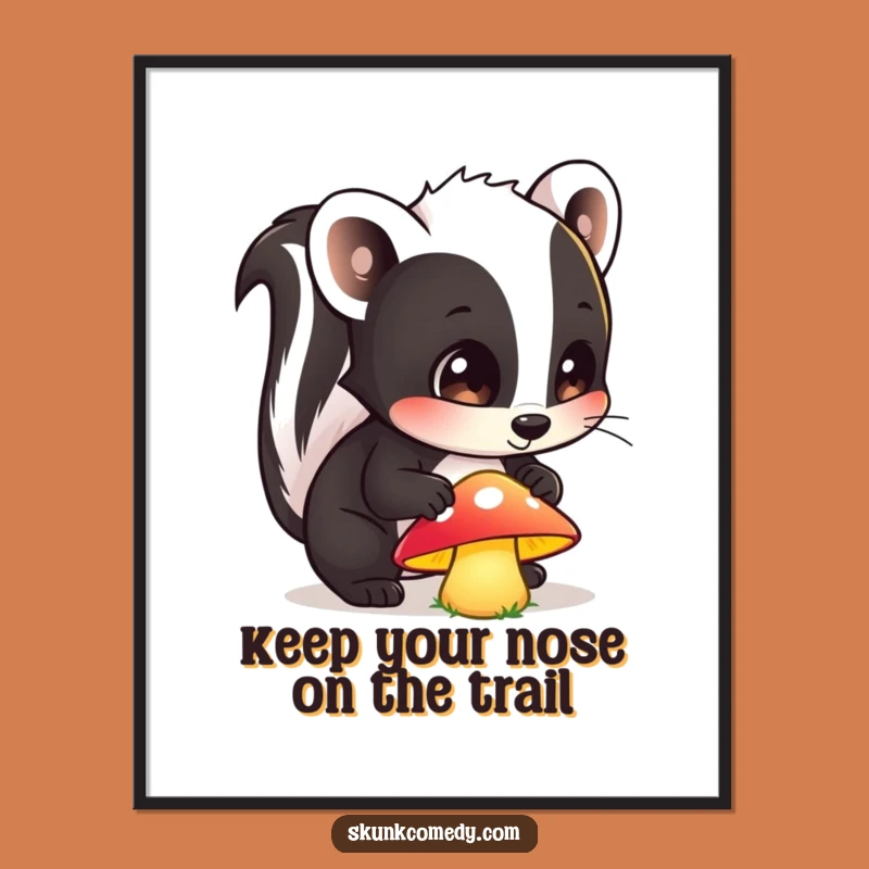 Funny Free Printable Skunk Wall Art - Mushroom Glow Downloadable Decor