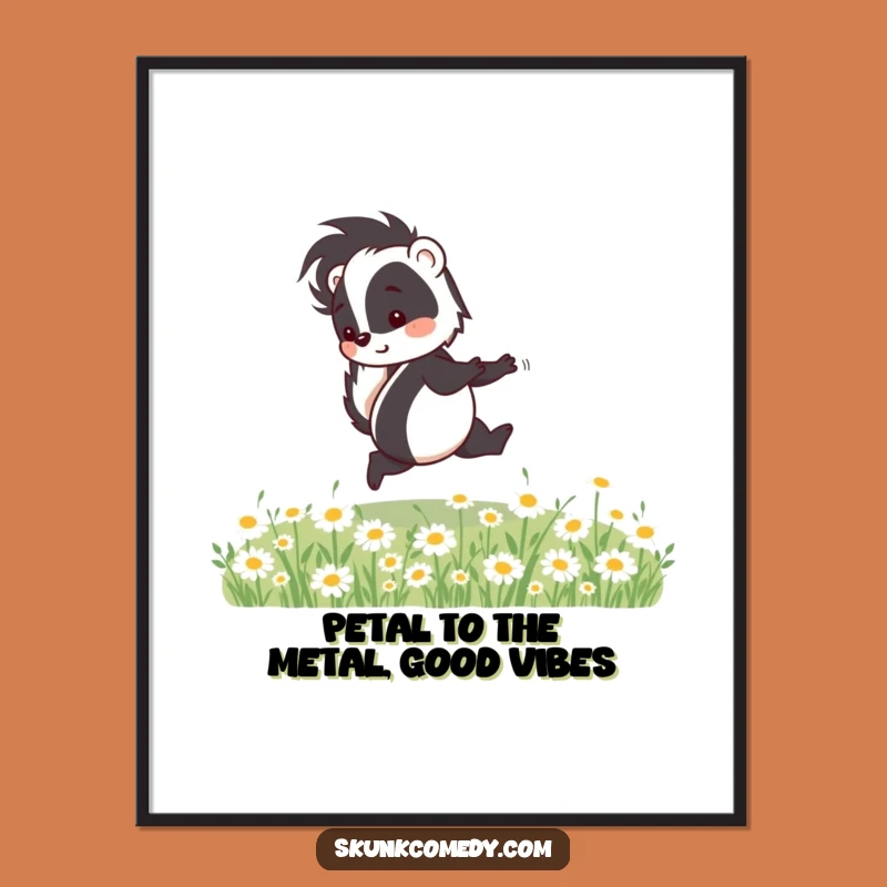 Free Printable Skunk Wall Art: Skipping Stinker Decor, Daisy Field Art, Downloadable