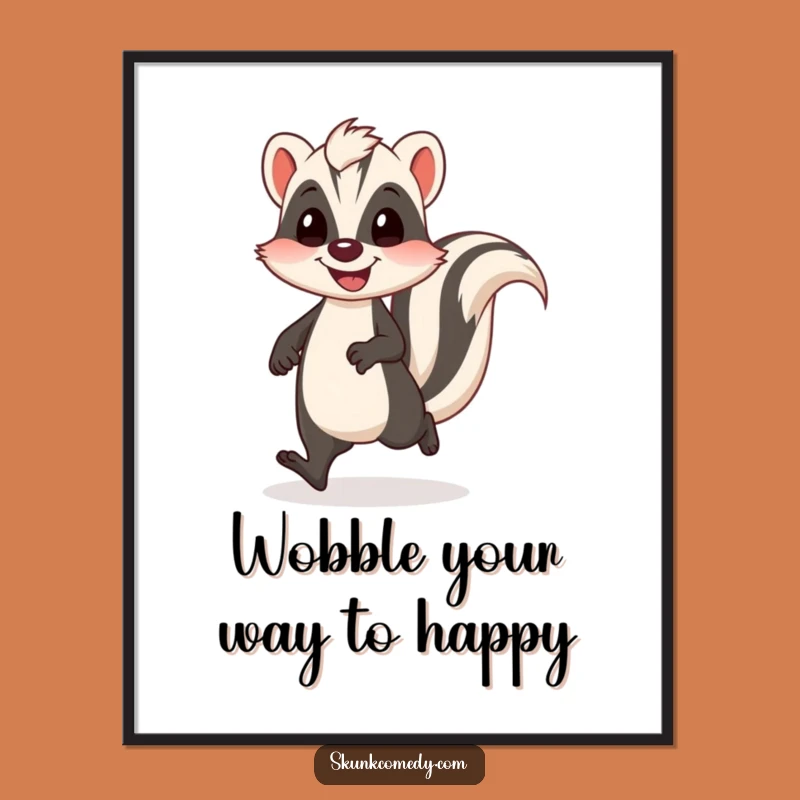 Funny Free Printable Wall Art: Wobbly Skunk Bounce Downloadable Art