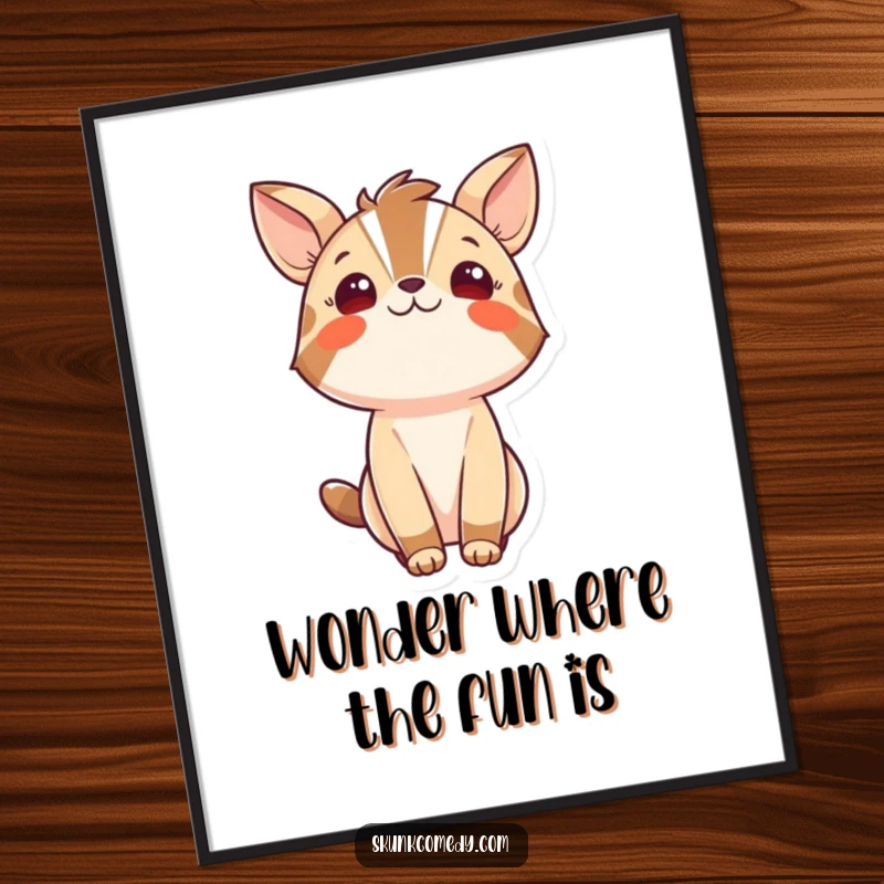 Funny free printable wall art of a striped animal character looking upwards with an expression of pure, captivating wonder.