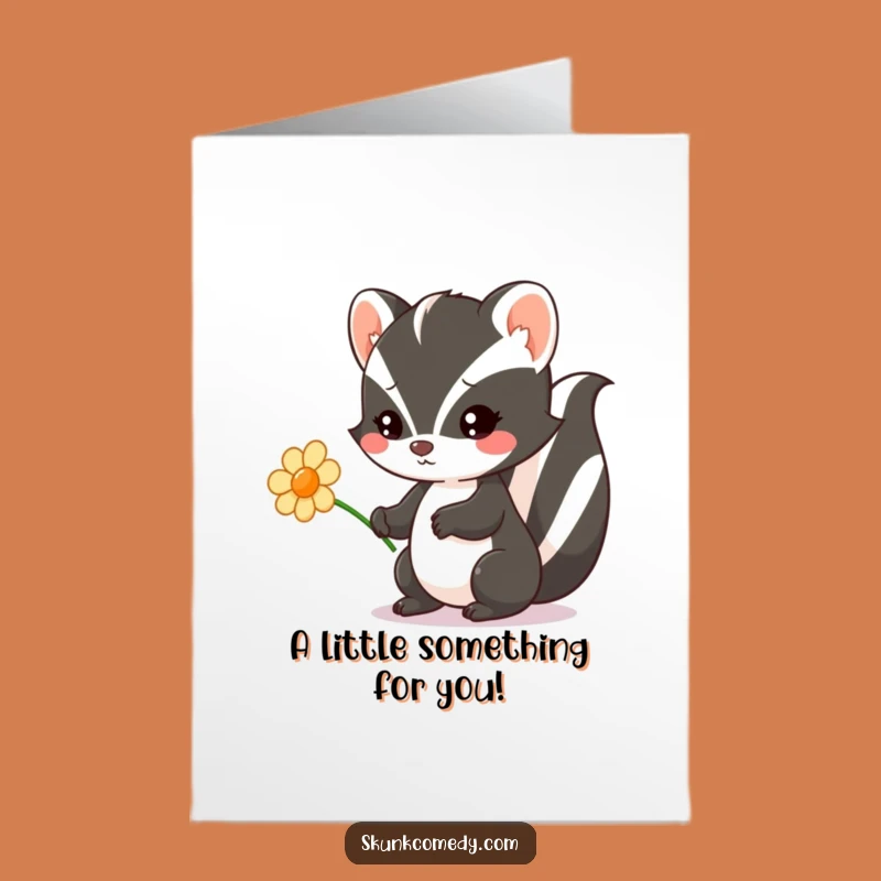 Free Printable Birthday Card: Kawaii Skunk Flower Gift, Hilarious Downloadable Surprise
