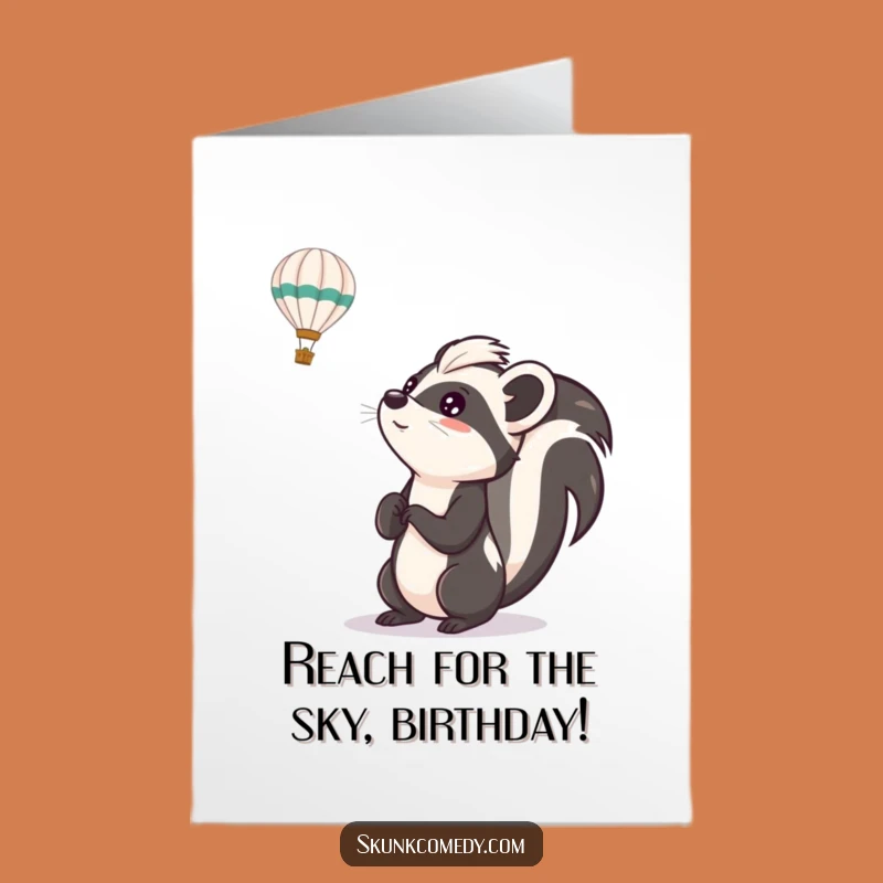Dreamy Free Printable Birthday Card: Skunk Balloon Excitement! Downloadable Gift.