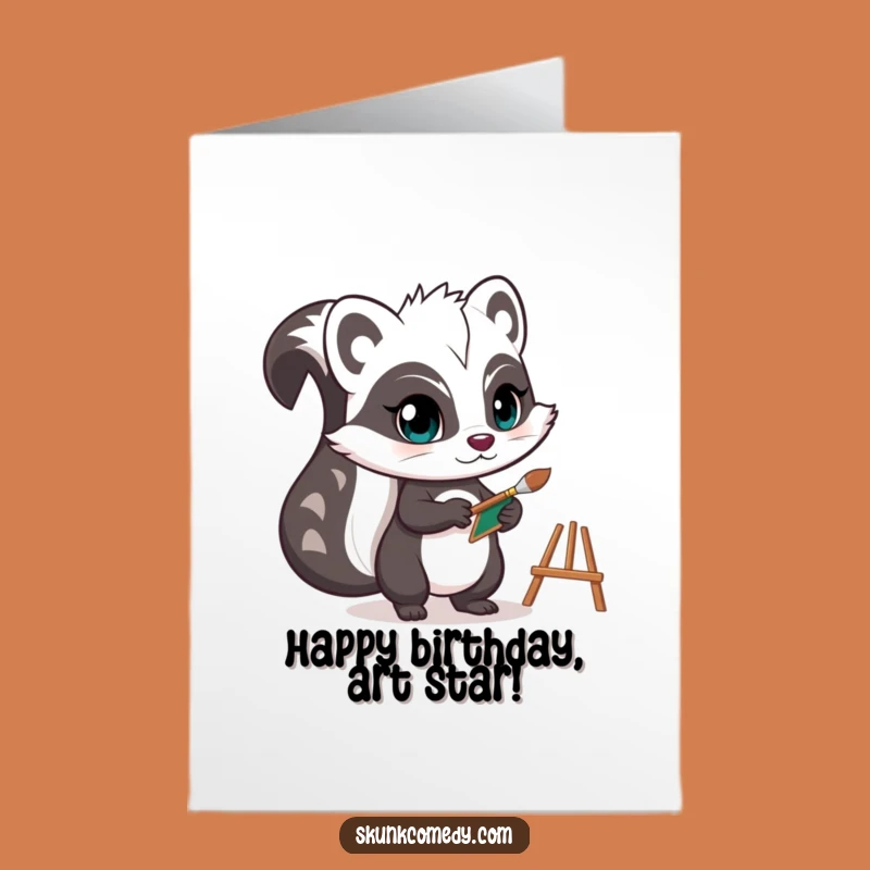Free Printable Birthday Card: Artistic Skunk Creates Joy