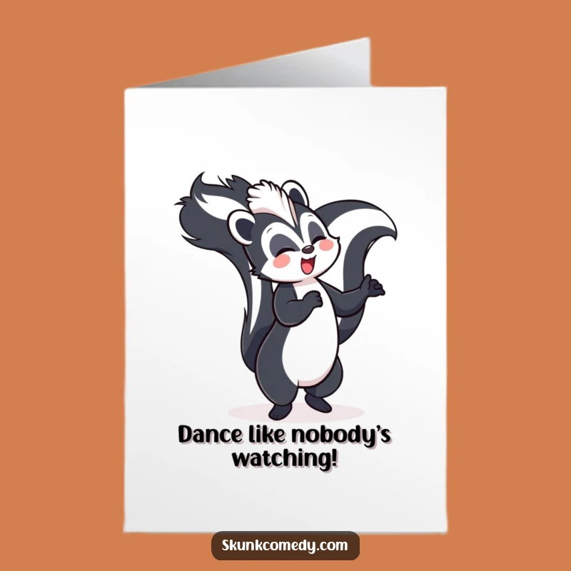 Free Printable Birthday Card: Dancing Skunk Tail High - Joyful Downloadable Gift!