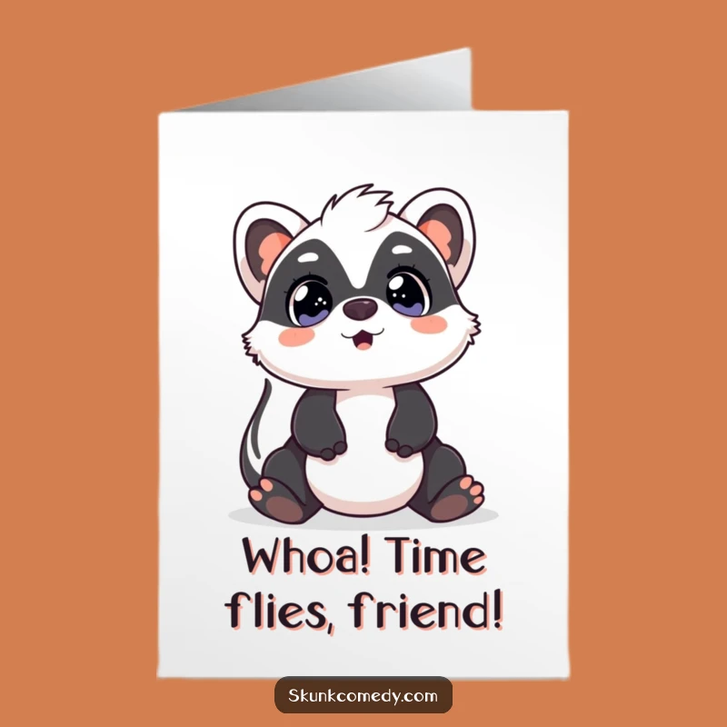 Free Printable Birthday Card: Surprised Kawaii Skunk, Hilarious Downloadable Gift