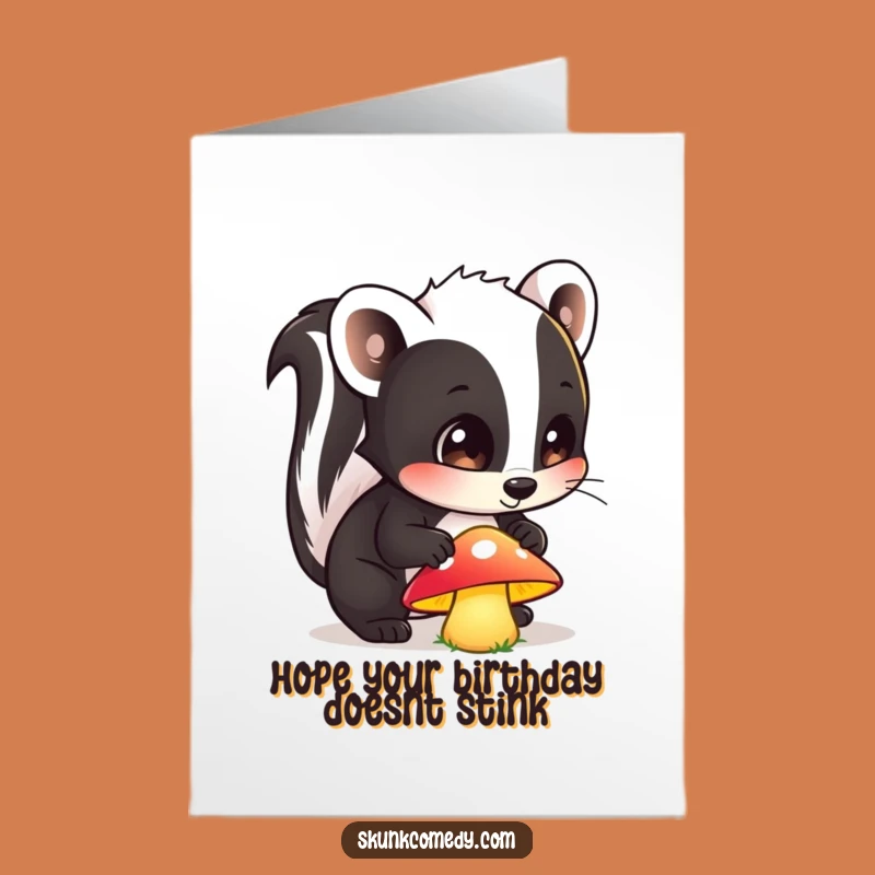 Free Printable Funny Skunk Birthday Card - Glowing Mushroom Surprise DIY