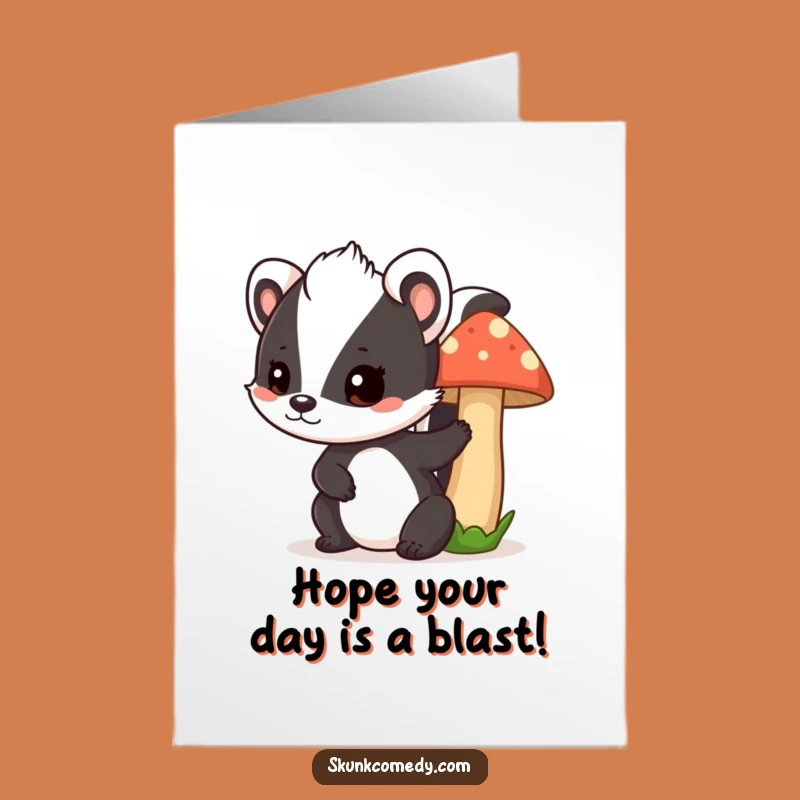 Free Printable Skunk Mushroom Birthday Card: Funny Animal DIY Downloadable Gift