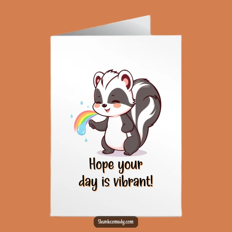 Free Printable Skunk Birthday Card: Rainbow Sprayer, Funny Downloadable Gift