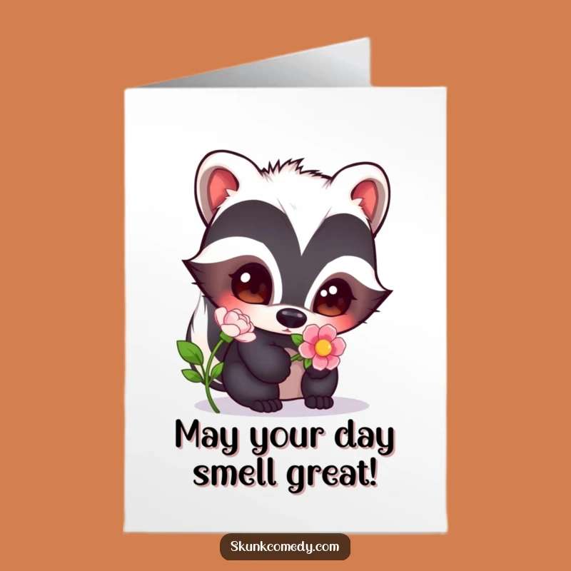 Free Printable Funny Skunk Birthday Card: Curious Sniff Surprise Downloadable Gift