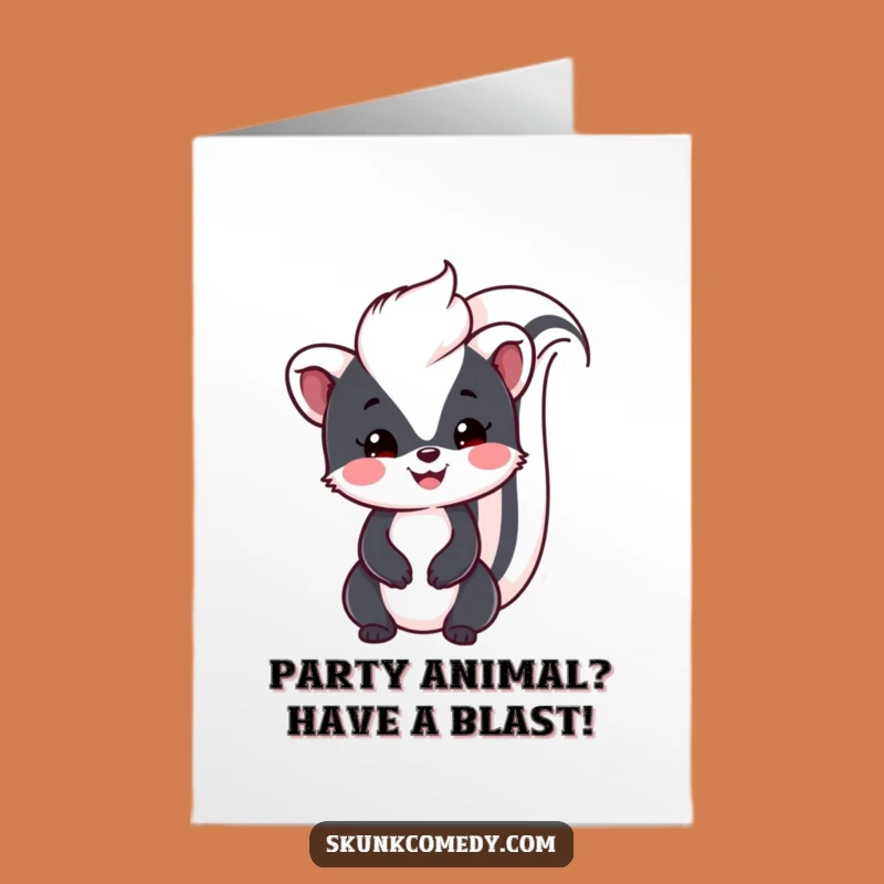 Free Printable Birthday Card: Friendly Kawaii Skunk, Hilarious Downloadable Gift
