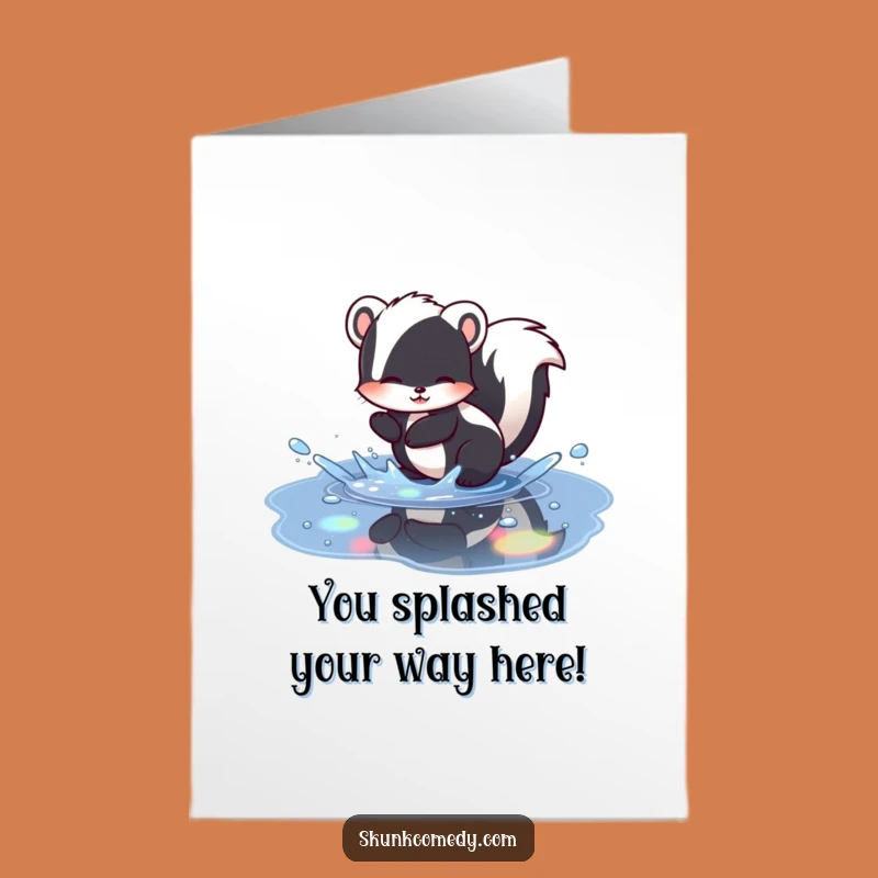 Bright Free Printable Congratulations Card: Skunk Rainbow Splash! Unique Downloadable Gift.