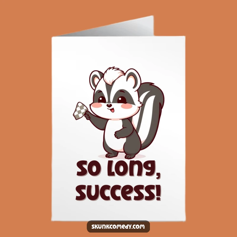Cheery Free Printable Congratulations Card: Skunk Wave! Unique Downloadable Gift.