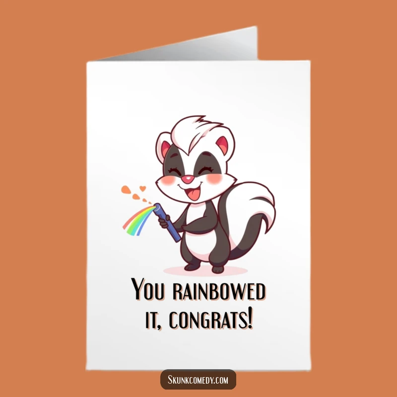 Free Printable Congrats Card: Skunk Rainbow Spray - Joyful Downloadable for Any Occasion!