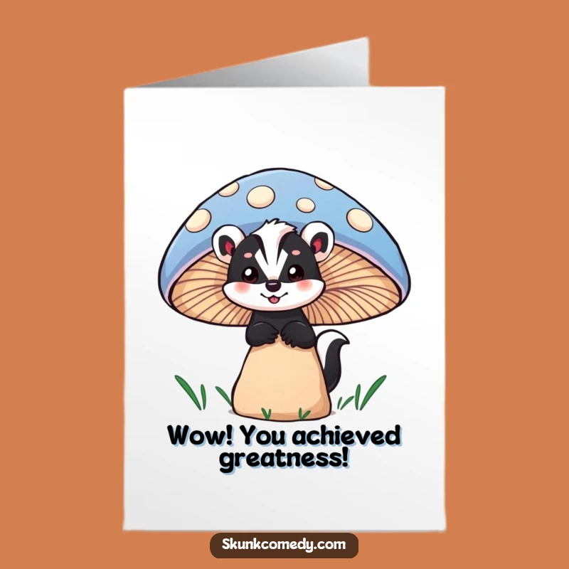 Free Printable Congrats Card: Wonder Skunk Mushroom, Enchanting Downloadable Gift